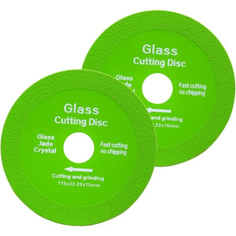 2 Pièces Disque Diamant 115 mm, Disque à Tronçonner Verre, Disque de Coupe pour Meuleuse d'angle pour Porcelaine, Verre, Jade, Bouteilles de Vin Ø 22,23 mm Vert Vert-2PCS-115MM (1/5)