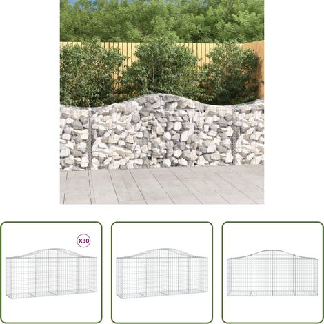 Schalldämmung -  Gabionen mit Hochbogen 30 Stk. 200x50x80/100cm Verzinktes Eisen (1/5)