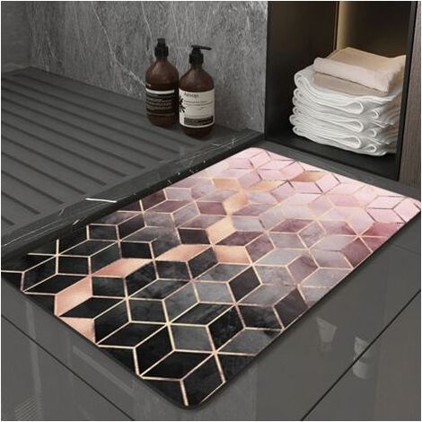 Tapis de bain nordique antidérapant, coton absorbant l'eau TPR antidérapant en microfibre douce, tapis de salle de bain pour salle de bain, salon, buanderie, 40 x 60 cm (1/3)