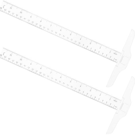 2 Pièces Règle en T en Plastique 30cm à Double Échelle Haute Précision sans Bords, pour L'école Maison (1/5)