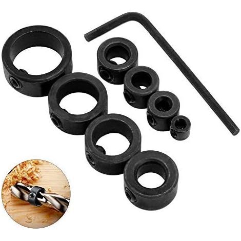 8 Pièces Butée de Profondeur de Foret, 3-16 mm, Butée de Profondeur Colliers Anneau Positionneur avec Clé Hexagonale (8)