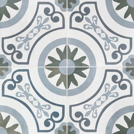 Carrelage effet Carreau ciment Averisca Bleu 22,3x22,3x0,9 cm Novera - Sol et mur intérieur (vendu par carton de 0,65 m²) - RO'MA CARRELAGE