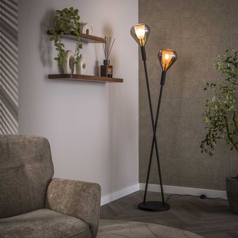 Moderne Stehlampe Noxen 2-Licht Schwarz