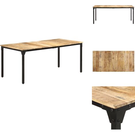 Table à manger 180x90x76 cm Bois de manguier brut - Table À Manger - Table En Bois - Table Salle À Manger - Mobilier De Salle À Manger - Cuisine Industrielle (1/5)