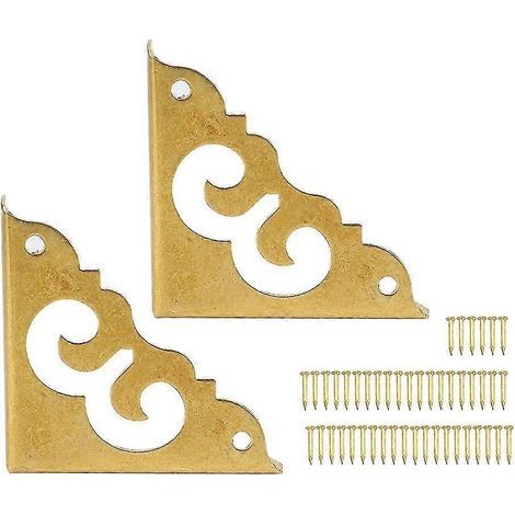 Set mit 6 dekorativen Retro-Eckenschützern aus Messing für Schmuck- und Geschenkboxen, Möbelbeschläge (1/5)