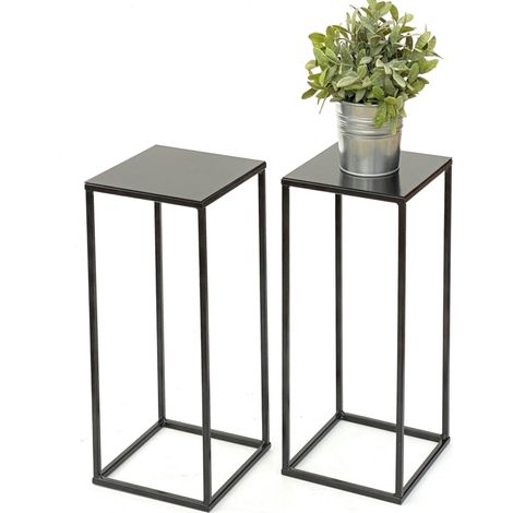 2x DanDiBo Blumenhocker Metall Schwarz Eckig 62,5 cm Blumenständer Beistelltisch 434 Blumensäule Modern Pflanzenständer Pflanzenhocker (1/5)