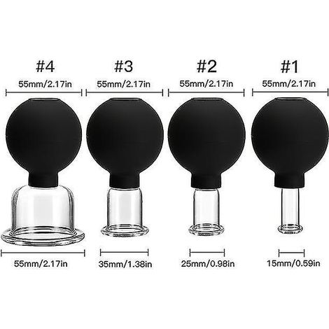 Kit de massage par ventouses pour le visage et le corps : thérapie par ventouses anti-cellulite, brûleur de graisse, lifting de la peau, Gua Sha, amincissement et beauté. Ventouses noires. (1/5)