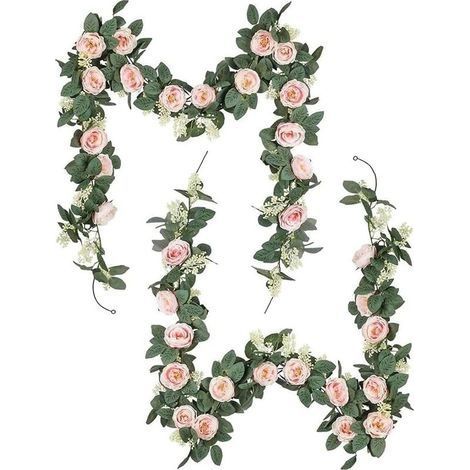 Vignes artificielles Fleurs Artificielle Rose Rotin Simulation Guirlande Rose Guirlande Rotin Décor Rose pour Hôtel Mariage Maison Fête Jardin 2 PCS Practical Design (1/4)