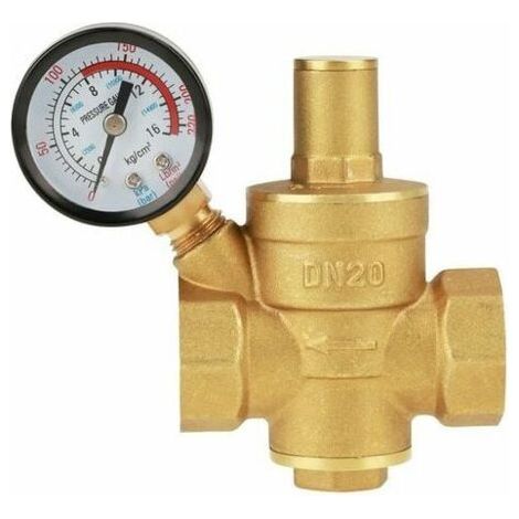 Réducteur de pression d'eau en laiton, réducteur de régulateur de pression d'eau réglable en laiton DN20 avec manomètre (1/5)