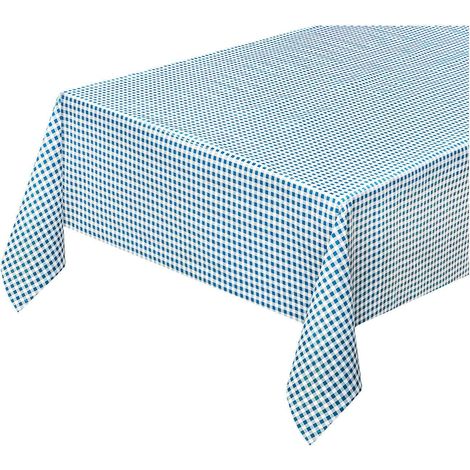 Tovaglia Cucina Antimacchia Plastificata Cerata Felpata Copri Tavolo Quadretti Blu - 140x140 Cm