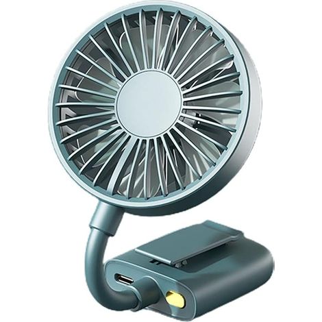 1 Ventilateur à pince, vitesse réglable, alimentation USB, silencieux, pour bureau et poussette, vert (1/5)