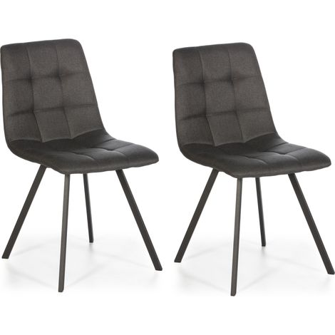 Set de 2 sillas Comedor Mila tapizadas en tela Gris Oscuro, Certificado SGS, 58 x 45 x 86 cm (1/3)