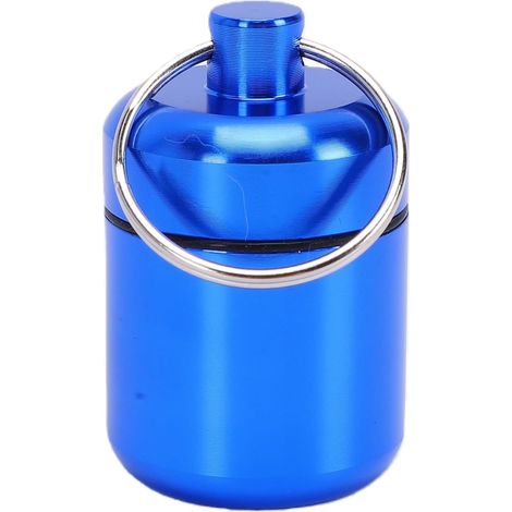 Blue Metal Storage Tube, Portable Airtight Aluminum Alloy Container with Whistle Rope, Waterproof and Versatile Storage for Outdoor Use and Camping (1/5)