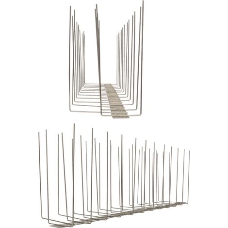 3 metros (6 pezzi di 0,5m ogniuno) de Púas anti-gaviotas V2A -Titan con base de acero inoxidable - 3-hileras de Púas anti-gaviotas la solución de calidad para el control de aves