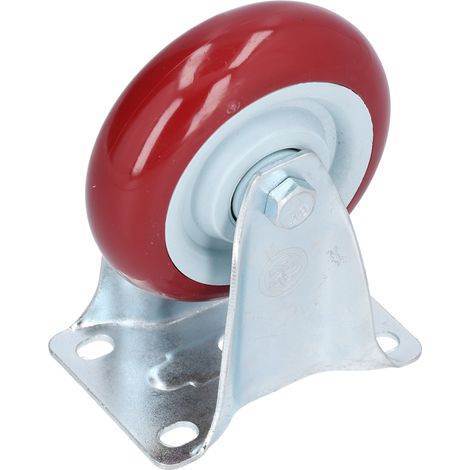 Roulette industrielle lourde fixe direction silencieuse polyuréthane rouge
