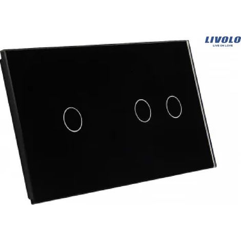 Panneau double en verre noir Livolo 7012-62, interrupteur 1+2 (1/3)