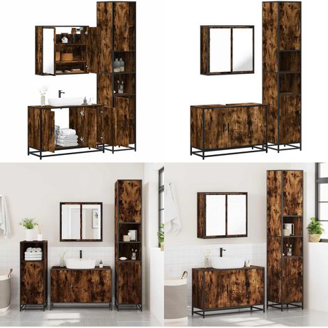 vidaXL 3-tlg. Badmöbel-Set Räuchereiche Holzwerkstoff (1/5)
