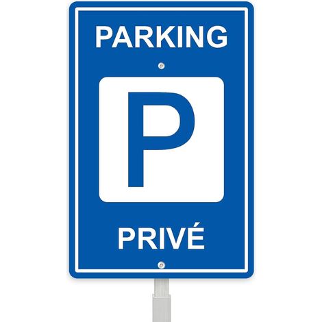 Panneau Parking Privé avec Piquet， Aluminium Réfléchissant 20x30cm Panneaux d'avertissement Métallique Résistant aux Intempéries, Imperméable et Résistant aux UV (1/5)