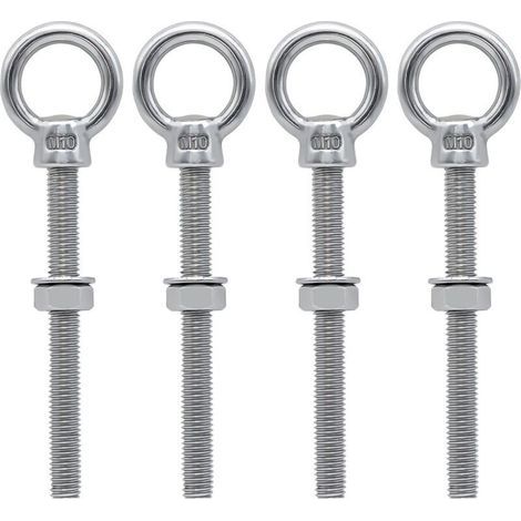 Boulons à oeil M10 x 100 mm Vis à Anneau M10 avec filetage métrique en acier inoxydable pour Fixation et Suspension, 4 pièces (1/5)