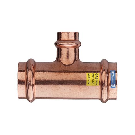 T RIDOTTO FFF IN RAME A PRESSARE ACQUA/GAS- Diam. 22 x 15 x 18- FRABO- pezzi 1