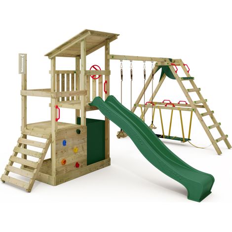 Parque infantil de madera Fatmoose FruityForest Fun con Surf y Tobogan en verde