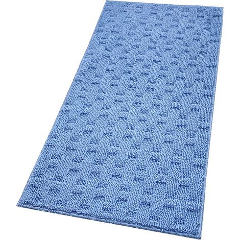 Tappeto Bagno Morbido Assorbente Antiscivolo 3D Intrecciato Scendiletto Lavabile 45x75 Cm - Azzurro