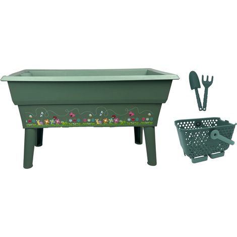 Jardinière Calipso mini junior 40L Vert Olive/Vert Amande + accessoires (1/5)
