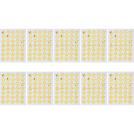 10 abnehmbare, glänzende, fünfzackige, sternförmige PVC-Aufkleber zur Belohnung von Schülern und Kindern. – 12,5 x 9,5 cm – Gold (1/3)