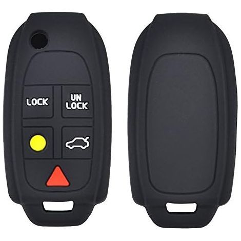 Button Silicone Key Shell for Volvo XC90 S80 XC70 S60 V70 Five Button Keyless Entry Fob Case with Key Ring and Key Fob Protector