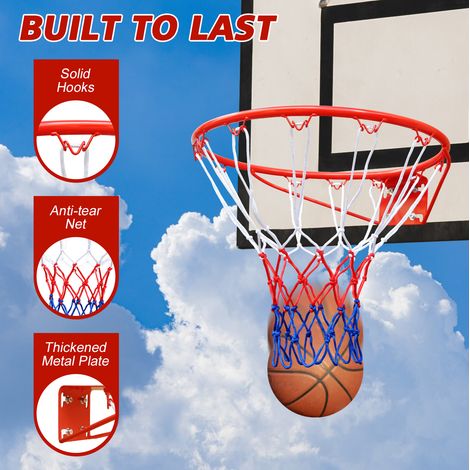 Anneau de basket de remplacement 45,72 cm en métal rouge, facile à monter pour mur, FLORAGRACE (1/5)