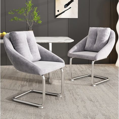 MEUBLIV Sedia da pranzo 59x65x82 cm grigia – set da 2 con cuscino (1/5)