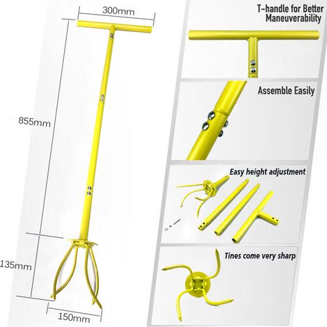 Griffe de jardin Pince à terre de jardin, aérateur de pelouse, foreuse, outil de retournement de terre, griffe de jardin, coupe-bordures, transplanteuse et autres outils. (1/5)