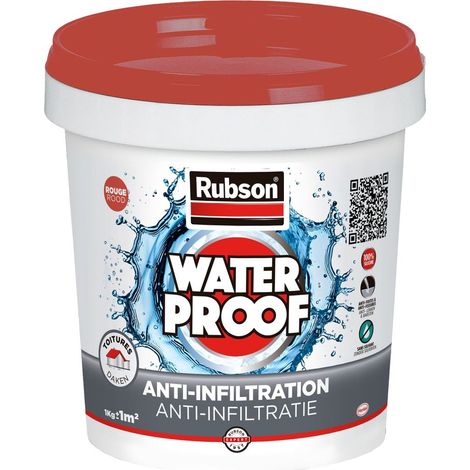 Rubson Revêtement Anti-Infiltrations Stop fuite Rouge 1 kg, pour réparation & étanchéité de toitures inclinées & plates, Résine silicone imperméable anti-fuites & anti-fissures