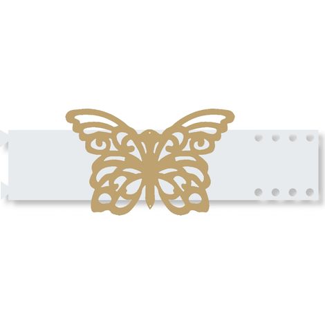 Nastro decorativo per tende con anelli di piume, motivo a farfalle beige