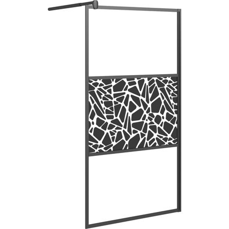 Maison Exclusive - Parete Doccia Walk in 100x195 cm Vetro ESG Design Pietre Nero