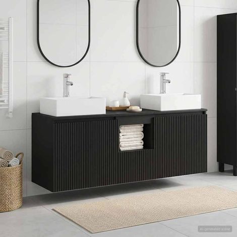 vidaXL Bathroom Cabinet Set 3 pcs Black 129 x 41 x 79.5 cm (1/5)
