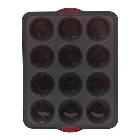 MUFFINFORM FÜR 12 MUFFINS grau SILIKON von -20 bis 220°C (1/4)