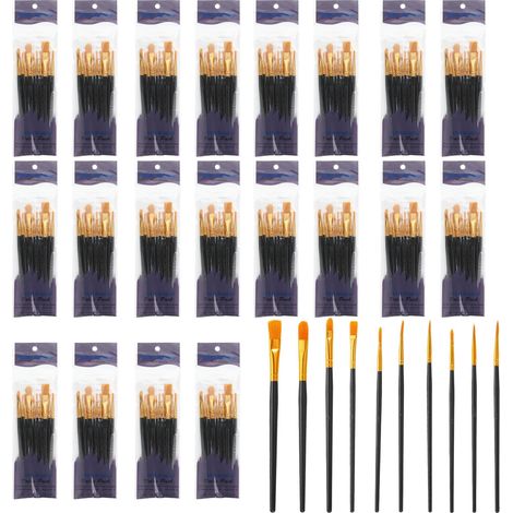 200Pcs Ensemble De Pinceaux pour Aquarelle Peinture À Huile Noir (1/5)