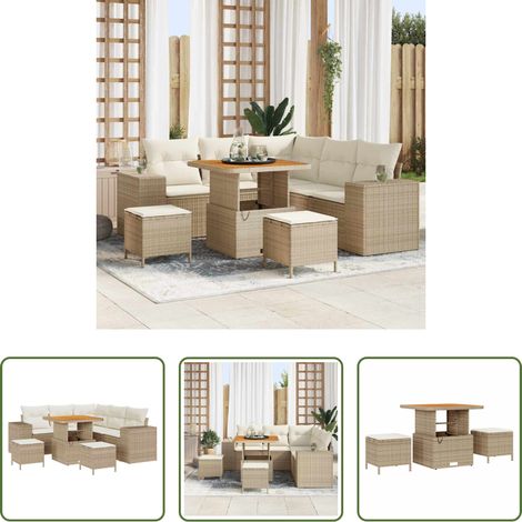 vidaXL Conjunto de sofá de jardín 8 uds. 7-Número de plazas (1/5)