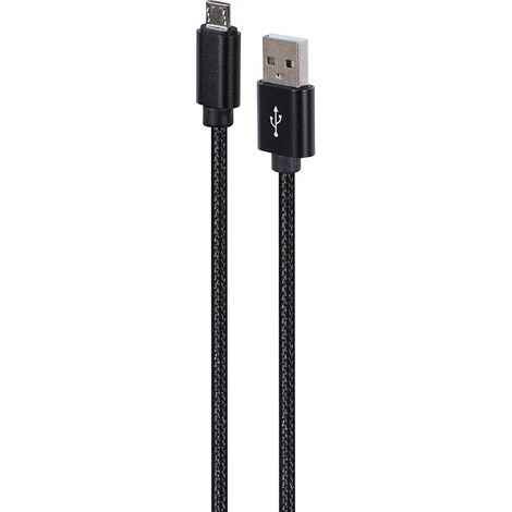 Cable USB-MICRO USB GEMBIRD, trenzado textil, conectores con blindaje metálico, 1,8 m, carga/transmisión de datos, negro (1/3)