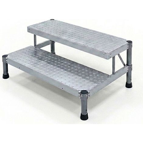 Matisère – Marchepied aluminium 2 marches – Largeur 1.00m – Charge 300kg pour accès sécurisé – MP2100 (1/5)