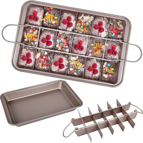 Poêle à gâteaux antiadhésive carrée avec séparateur 12X8 Inch (1/5)
