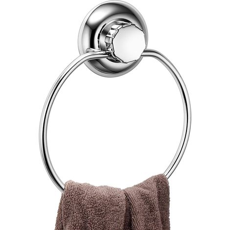 1 Porte-serviette, Ventouse, Acier inoxydable, Sans perçage, ABS, Salle de bains (1/5)
