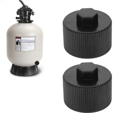 Bouchons de vidange DN40 pour filtres à sable – 2 ensembles avec joints – Installation sans outil – Plastique renforcé haute résistance
