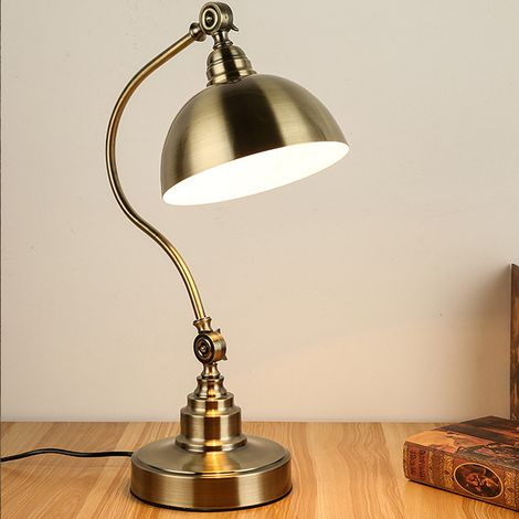 Lampe de table rétro en métal, lampe de chevet, lampe de bureau d'ambiance, veilleuse, 55 cm (bronze) (1/5)