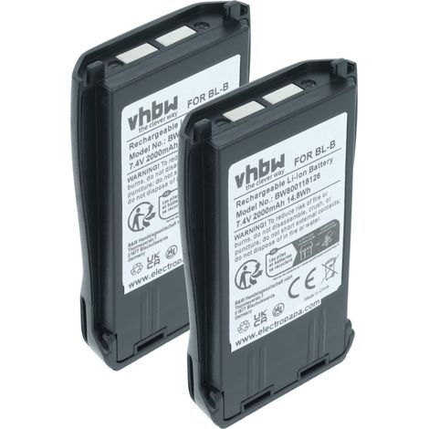vhbw 2x Akku Ersatz für Baofeng BL-B für Funkgerät, Walkie Talkie (2000 mAh, 7,4 V, Li-Ion)