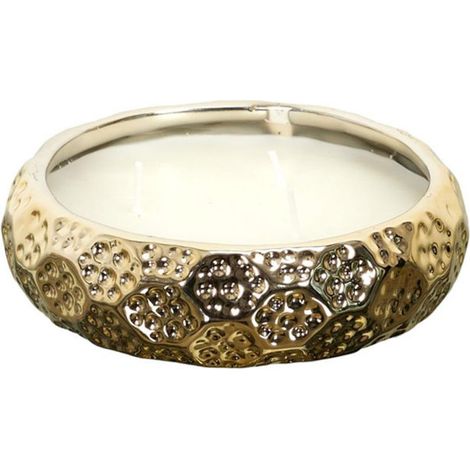 Bougie Parfumée en Céramique "3 Mèches" 14cm Or (1/3)