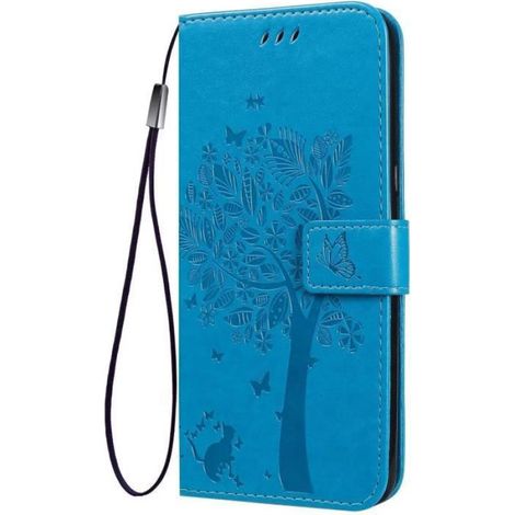 Coque pour Samsung Galaxy A21S, Premium Étui PU/TPU Housse en Cuir de Protection Case Cover, Bleu (1/4)