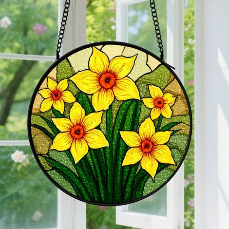 9cm Suspension en vitrail, attrape-soleil élégant minimaliste artistique, décoration porte fenêtre, cadeau Noël, Anniversaire pour femme, maman (1/5)