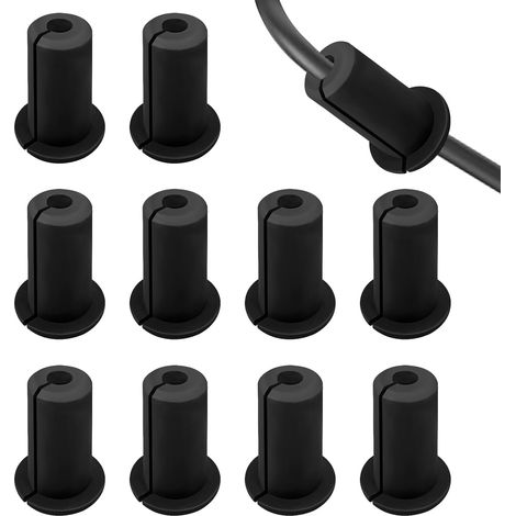 Lot de 10 œillets de câble pour trou mural de 19 mm en silicone pour câble mural (noir) (1/5)
